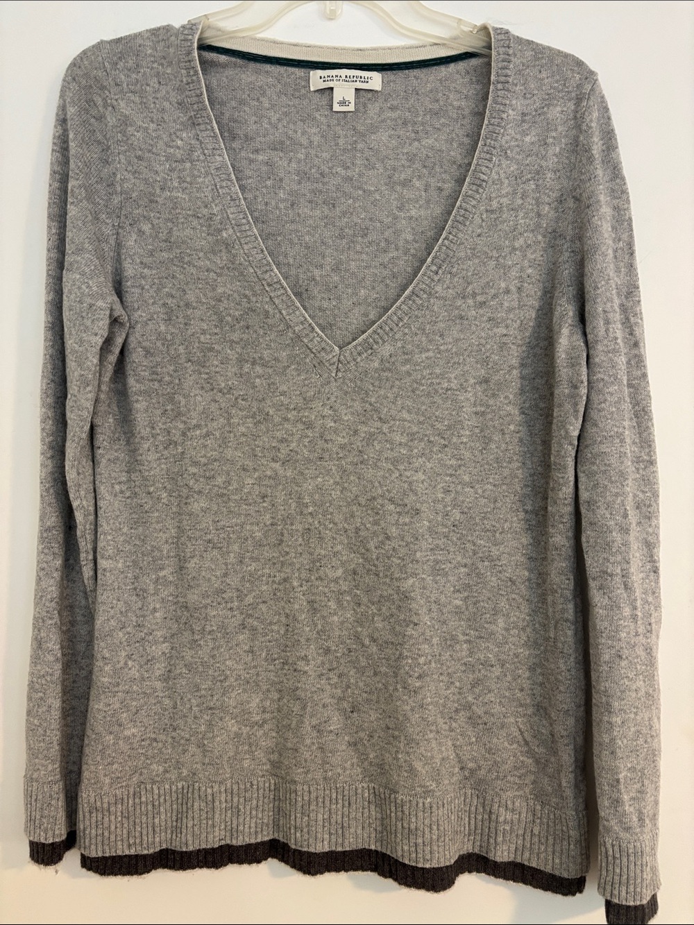 Banana Republic Light Gray V-Neck Sweater